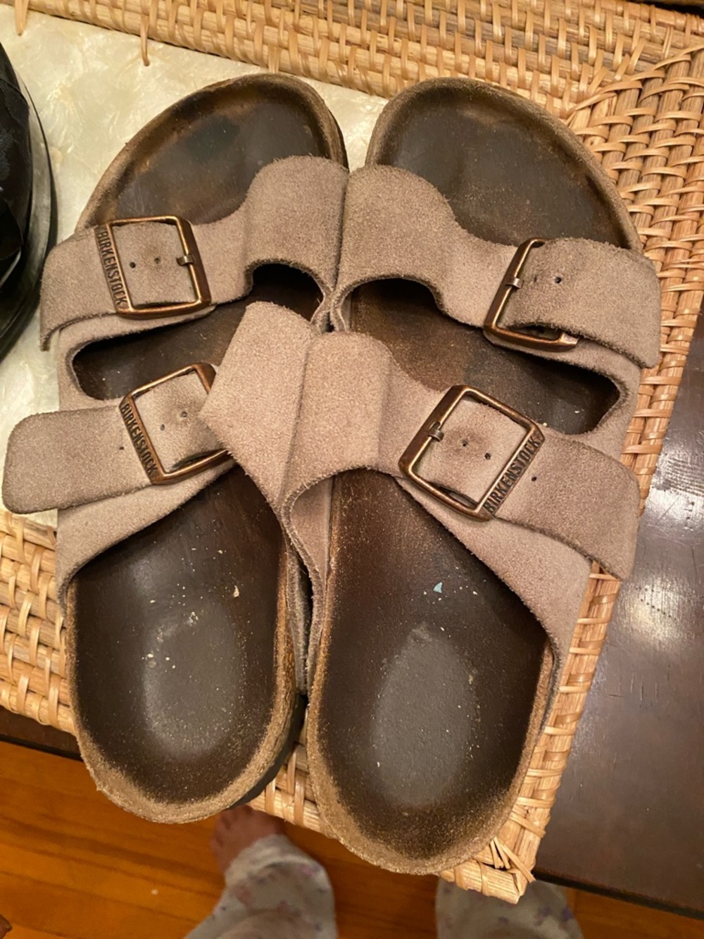 Birkenstock Arizona Suede Double Strap Sandals in Grey Taupe - Picture 6 of 9